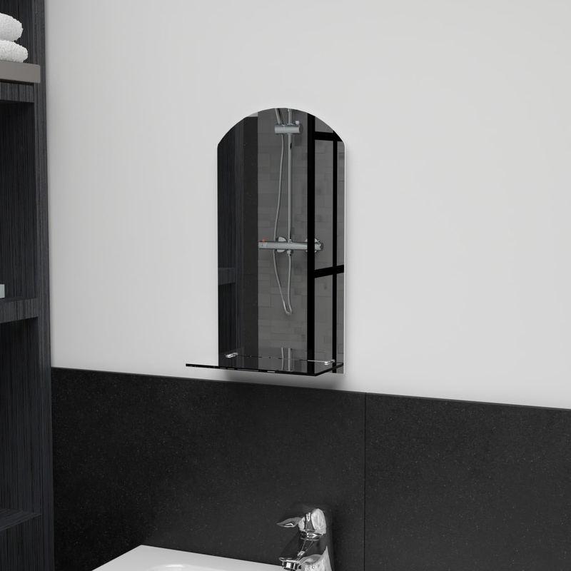 Berkfield Wall Mirror with Shelf 20×40 cm Tempered Glass