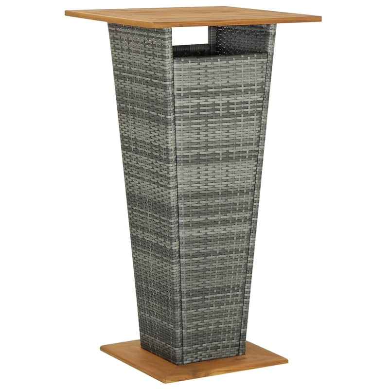 Berkfield Bar Table Grey 60x60x110 cm Poly Rattan and Solid Acacia Wood
