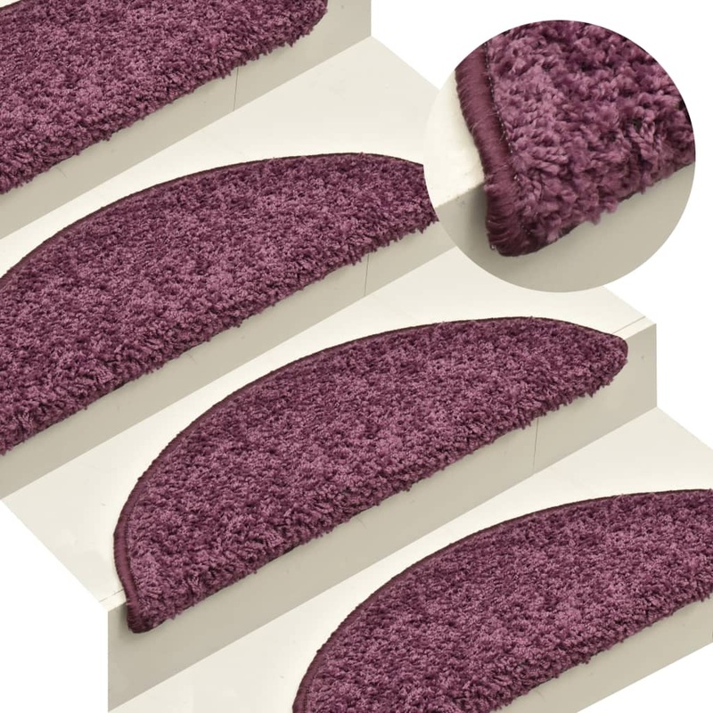 Berkfield Carpet Stair Treads 15 pcs Dark Purple 65x21x4 cm