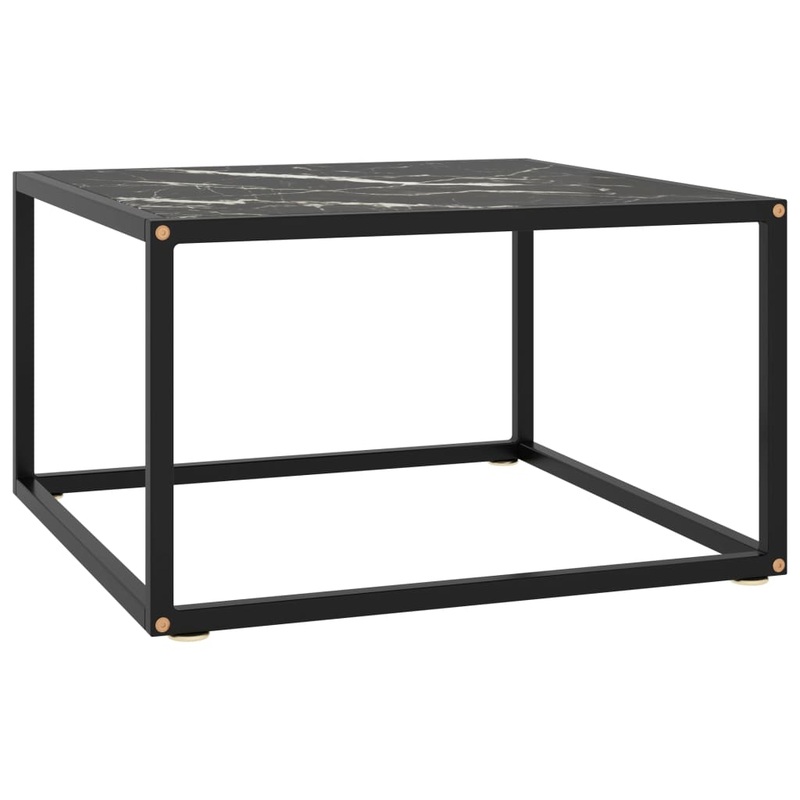 Berkfield Coffee Table Black with Black Marble Glass 60x60x35 cm