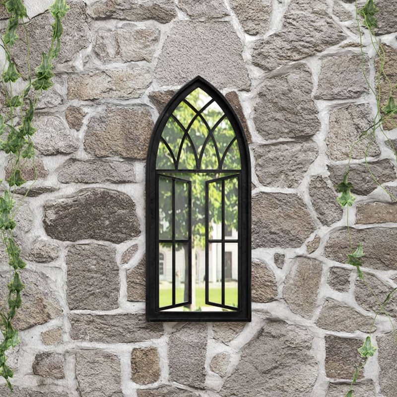 Berkfield Garden Mirror Black 70×30 cm Iron for Outdoor Use