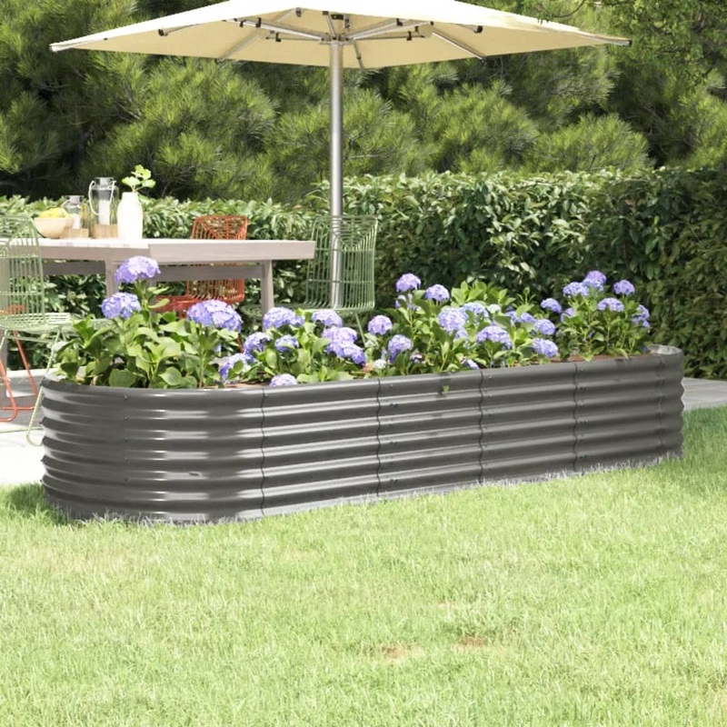 Berkfield Garden Raised Bed Powder-coated Steel 224x80x36 cm Grey