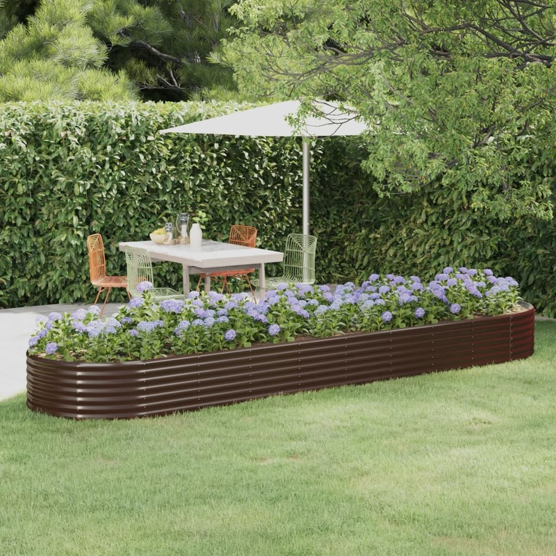 Berkfield Garden Raised Bed Powder-coated Steel 396x100x36 cm Brown