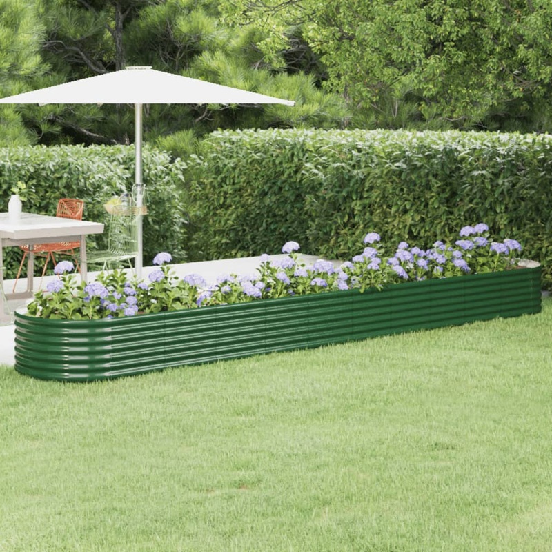 Berkfield Garden Raised Bed Powder-coated Steel 440x80x36 cm Green