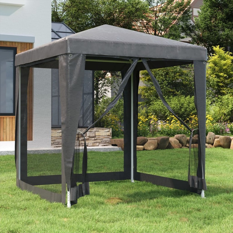 Berkfield Party Tent with 4 Mesh Sidewalls Anthracite 2×2 m HDPE