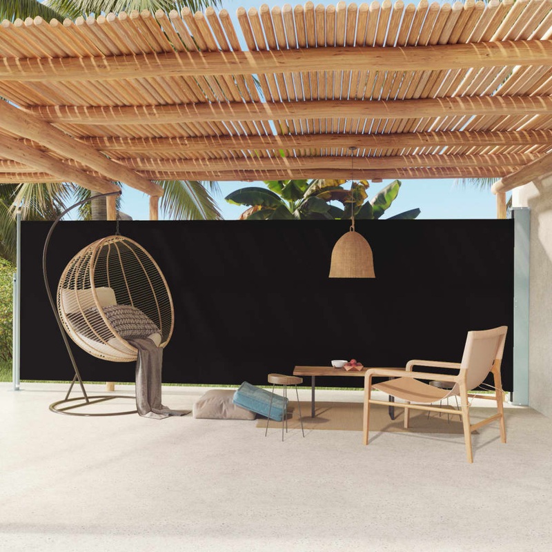 Berkfield Patio Retractable Side Awning 180×600 cm Black