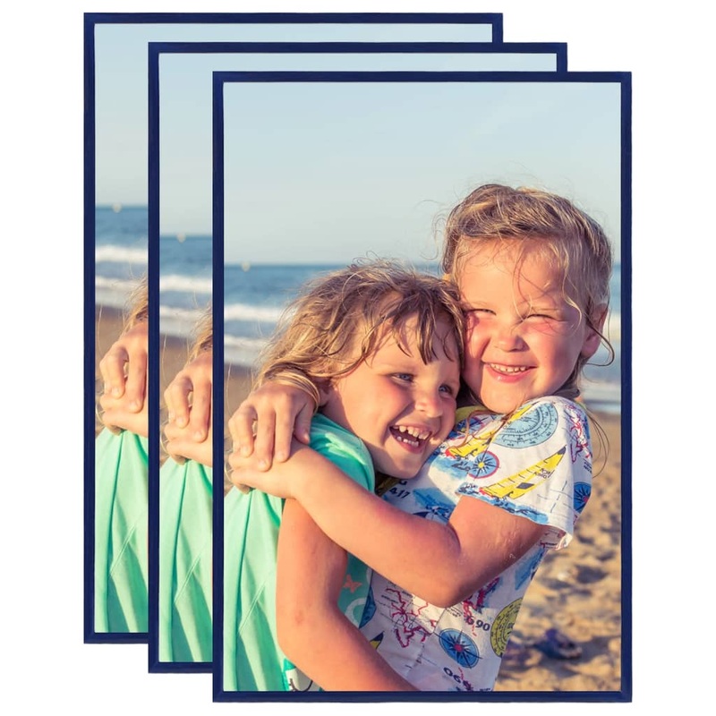 Berkfield Photo Frames Collage 3 pcs for Table Blue 21×29.7cm MDF