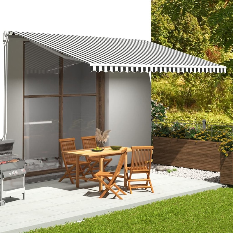 Berkfield Replacement Fabric for Awning Anthracite and White 5×3 m