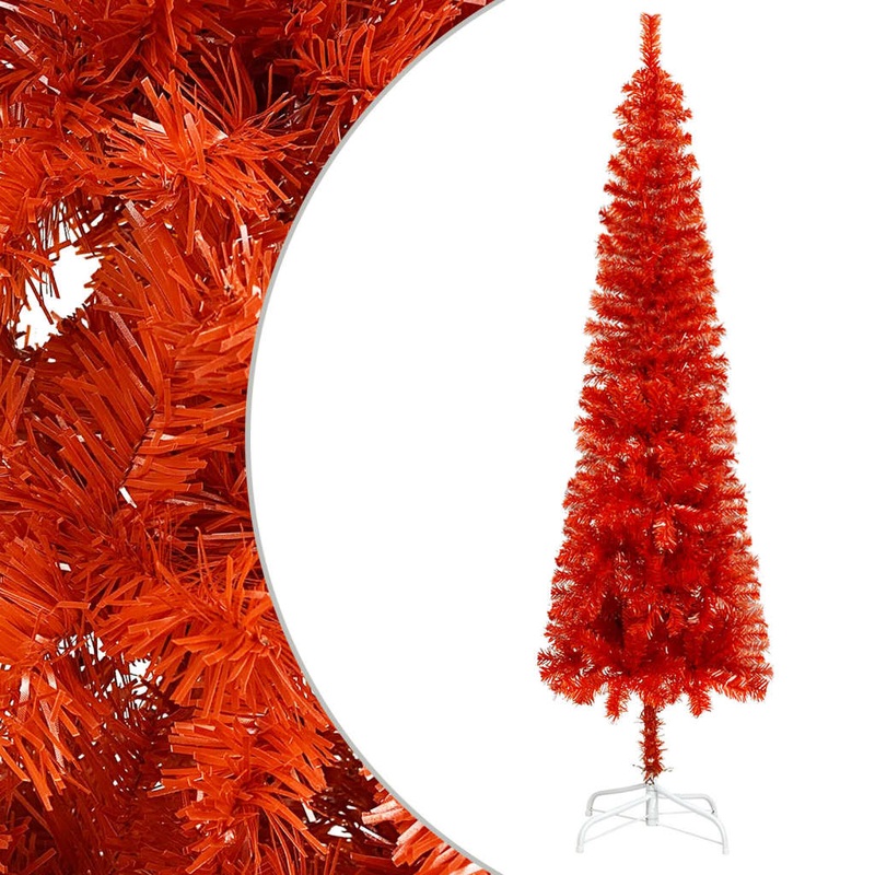 Berkfield Slim Christmas Tree Red 120 cm