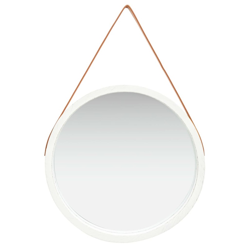 Berkfield Wall Mirror with Strap 60 cm White