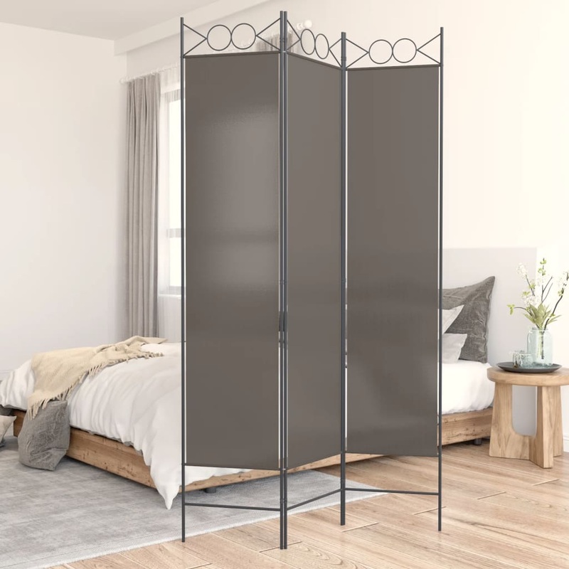 Berkfield 3-Panel Room Divider Anthracite 120×200 cm Fabric
