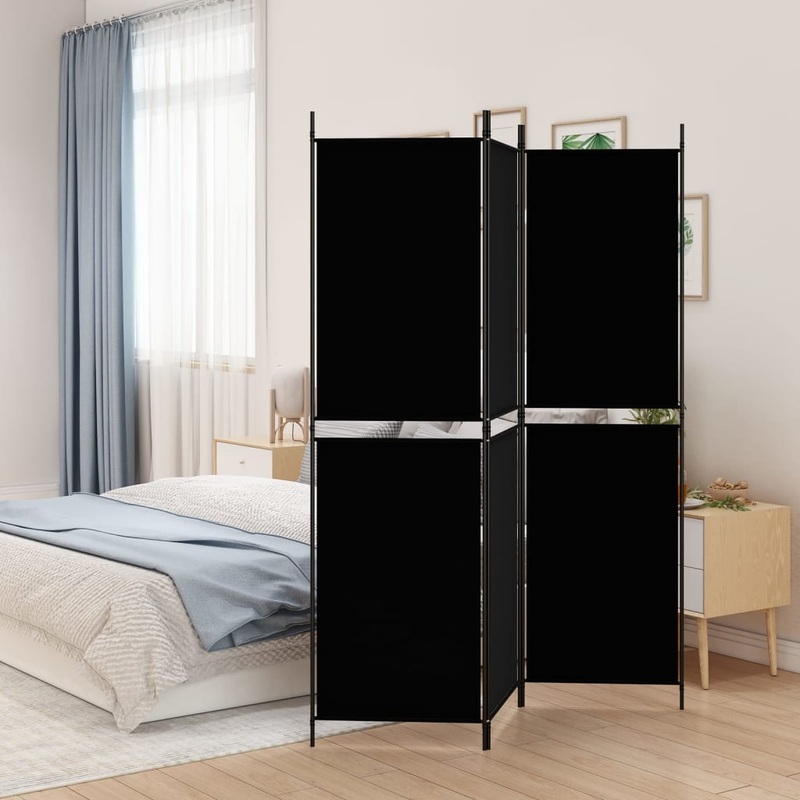 Berkfield 3-Panel Room Divider Black 150×180 cm Fabric