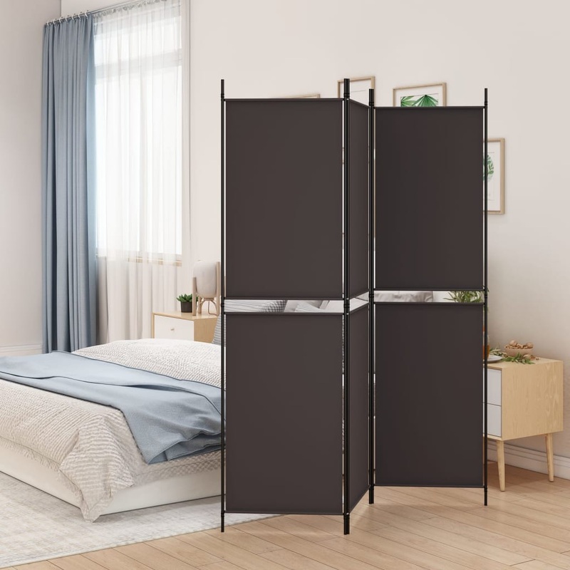 Berkfield 3-Panel Room Divider Brown 150×180 cm Fabric