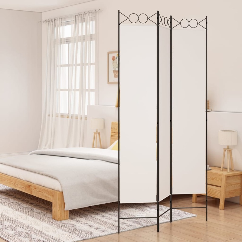 Berkfield 3-Panel Room Divider White 120×220 cm Fabric