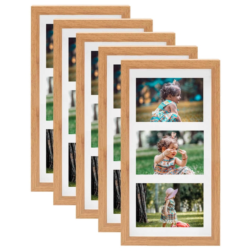 Berkfield 3D Box Photo Frames 5 pcs Oak 18×35 cm for 3x