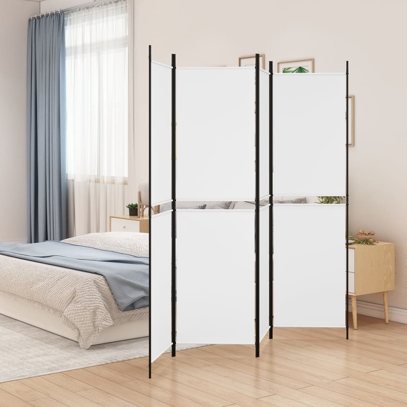 Berkfield 4-Panel Room Divider White 200×200 cm Fabric