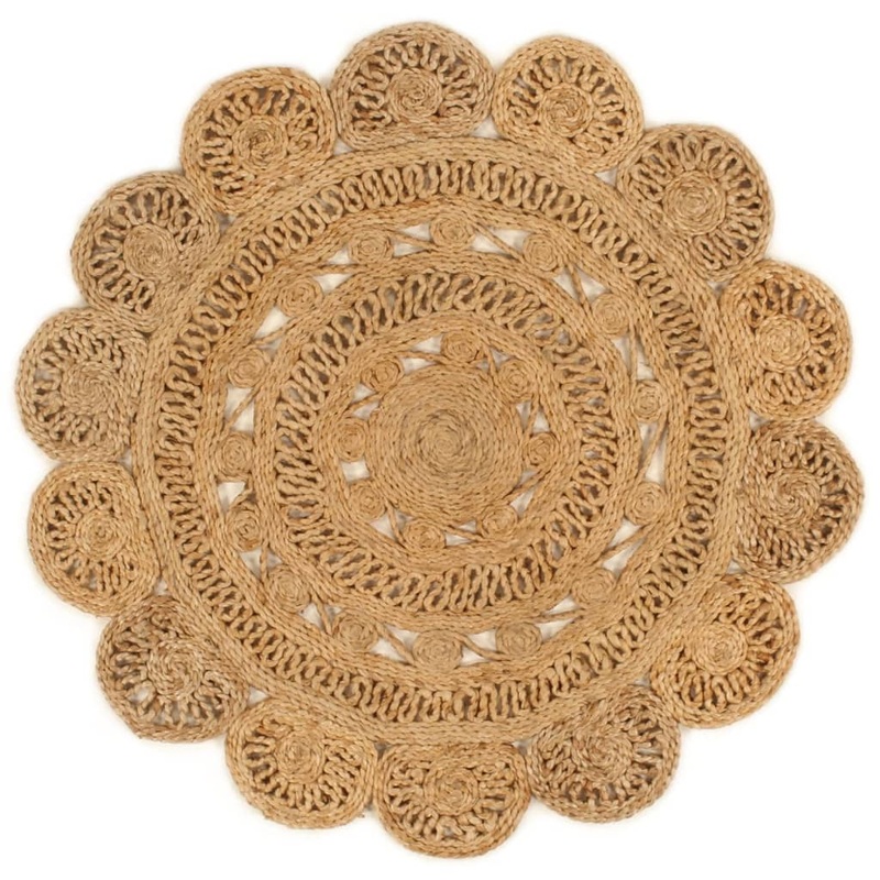 Berkfield Area Rug Hand-braided Jute 90 cm Round