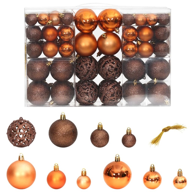 Berkfield Christmas Baubles 100 pcs Brown 3 / 4 / 6 cm
