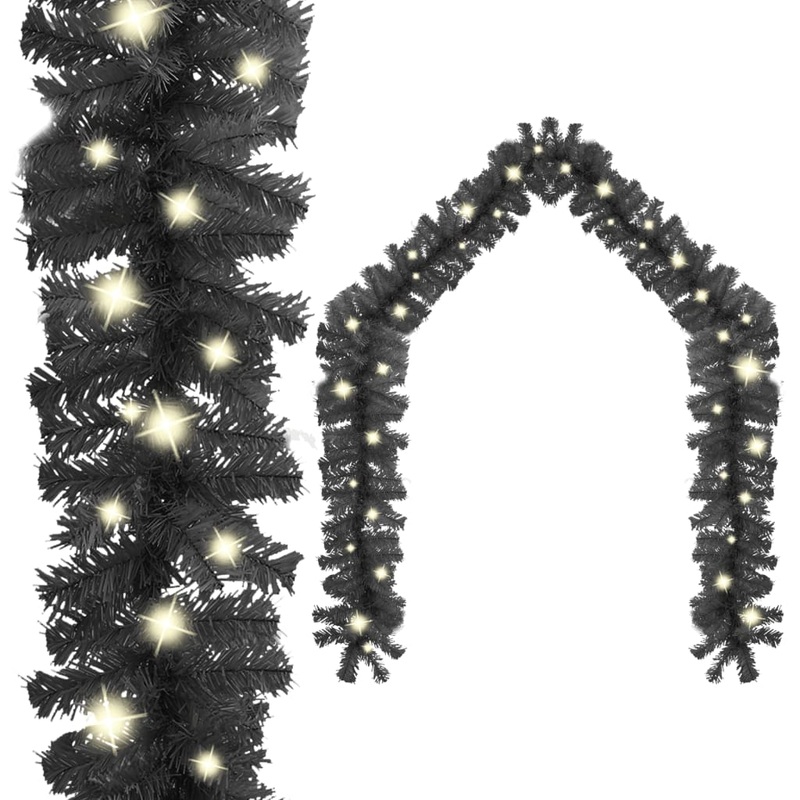 Berkfield Christmas Garland with LED Lights 5 m Black