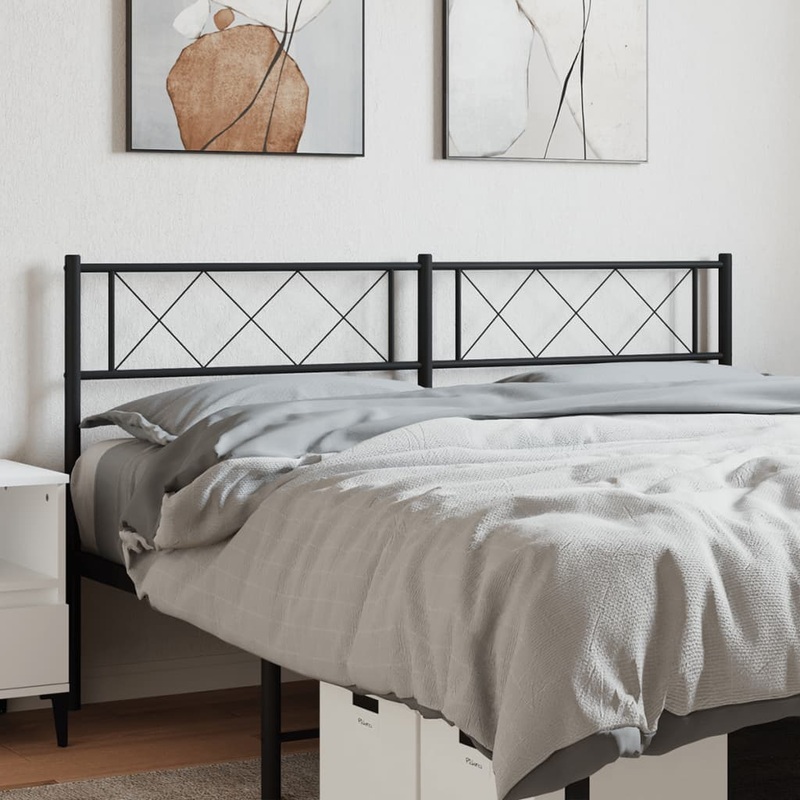Berkfield Metal Headboard Black 156×90 cm