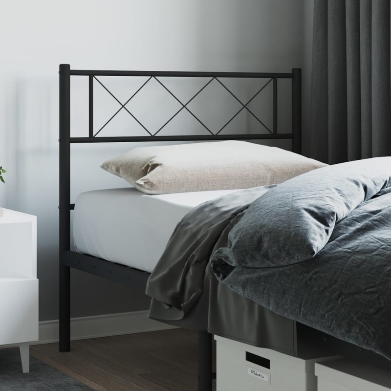 Berkfield Metal Headboard Black 95×90 cm