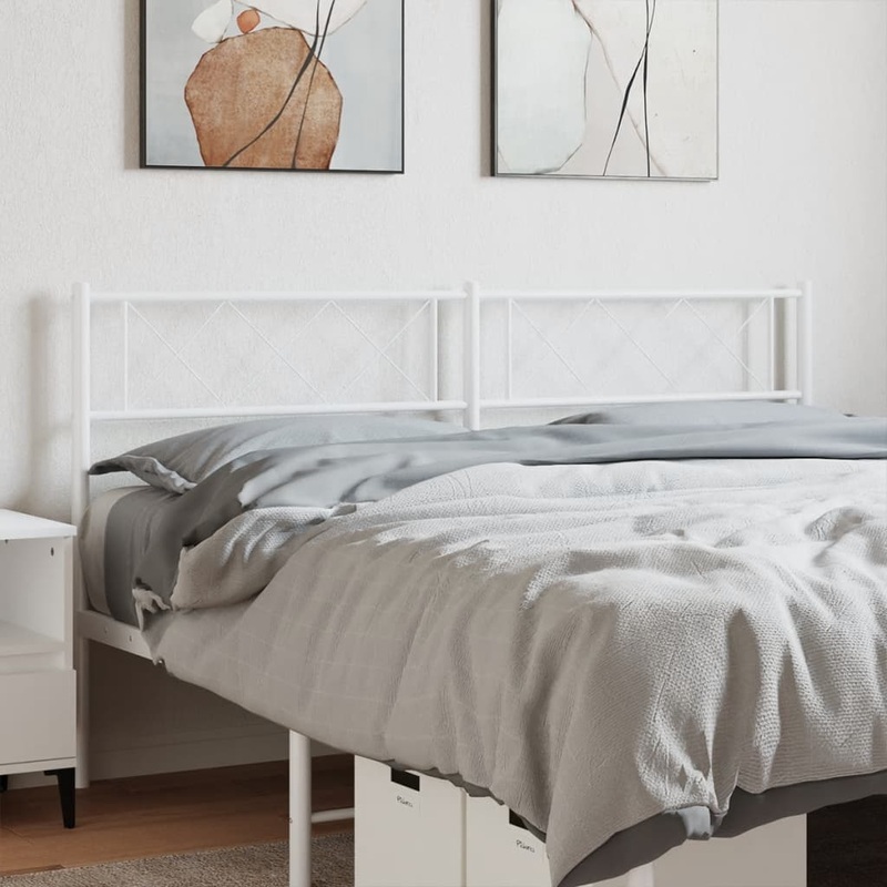 Berkfield Metal Headboard White 142×90 cm