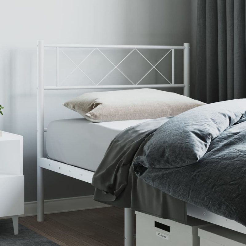Berkfield Metal Headboard White 85×90 cm