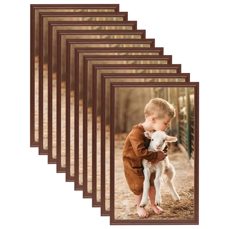 Berkfield Photo Frames Collage 10 pcs for Table Brown 13x18cm MDF