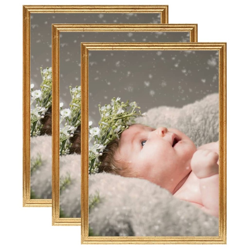 Berkfield Photo Frames Collage 3 pcs for Table Gold 18×24 cm MDF