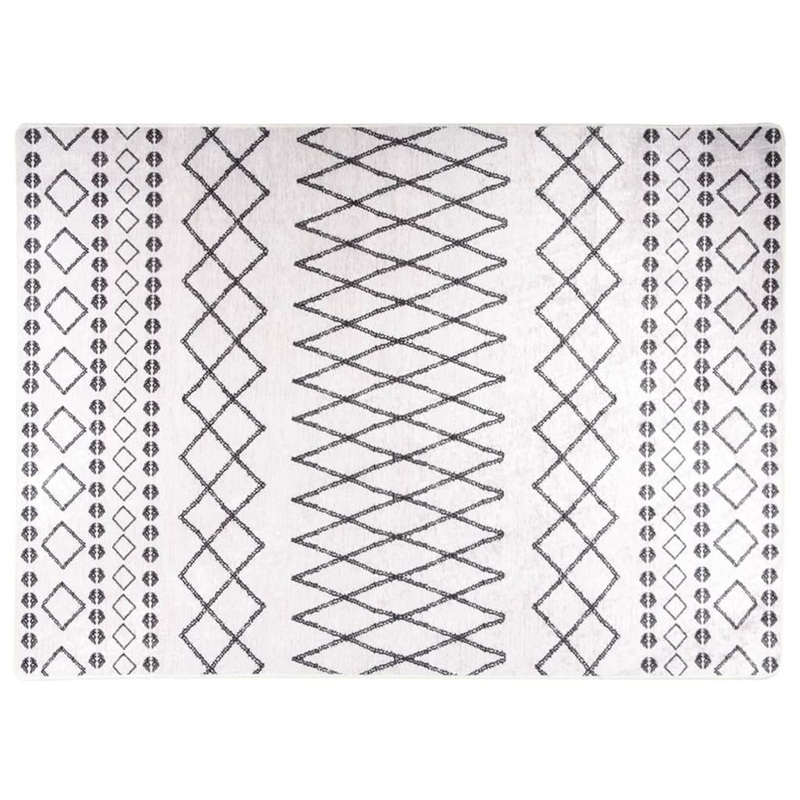 Berkfield Rug Washable 120×180 cm Black and White Anti Slip