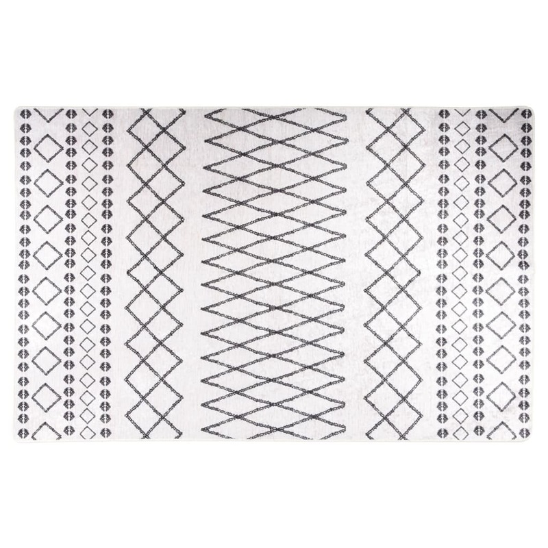 Berkfield Rug Washable 80×150 cm Black and White Anti Slip