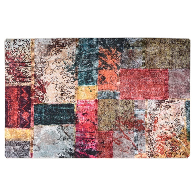 Berkfield Rug Washable Patchwork 80×150 cm Multicolour Anti Slip