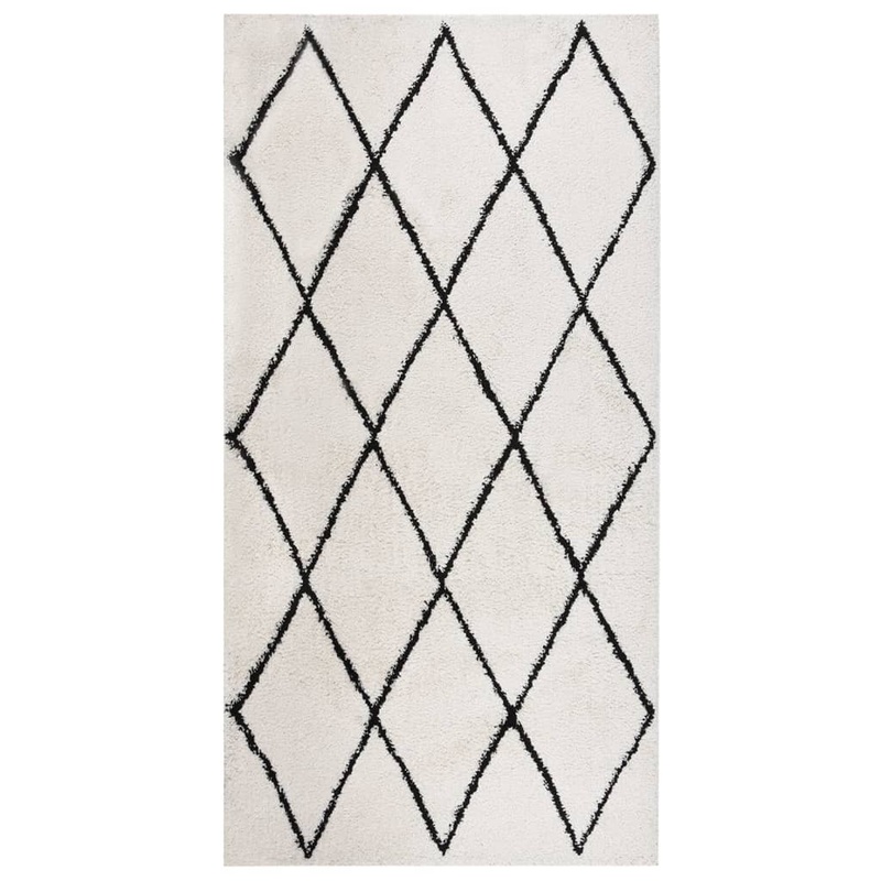 Berkfield Shaggy Rug High Pile Black and Cream 80×150 cm