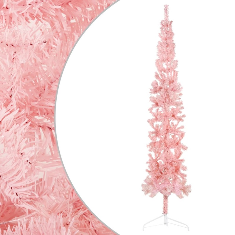 Berkfield Slim Artificial Half Christmas Tree with Stand Pink 240 cm