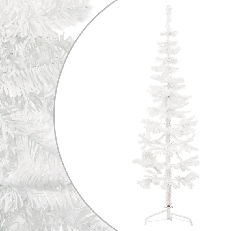 Berkfield Slim Artificial Half Christmas Tree with Stand White 150 cm