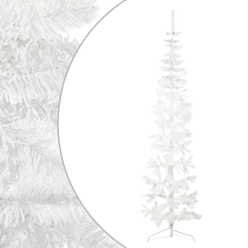 Berkfield Slim Artificial Half Christmas Tree with Stand White 210 cm