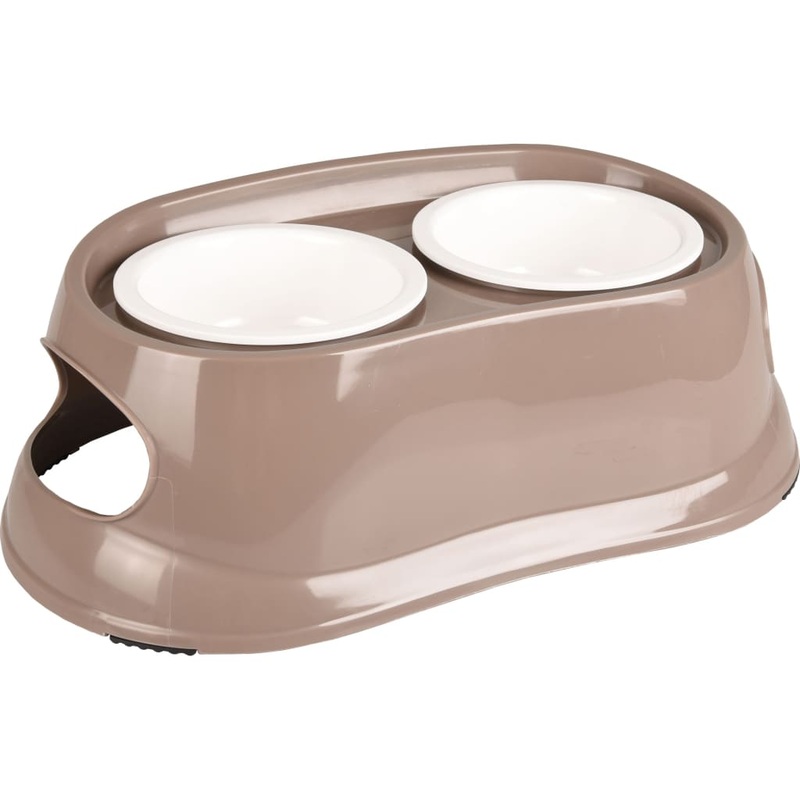 FLAMINGO Feeding Bowl Mangi Taupe 2×675 ml