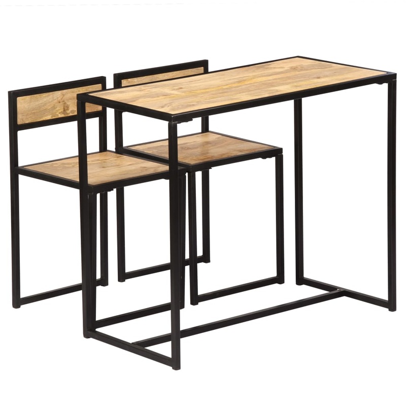Berkfield 3 Piece Dining Set Solid Mango Wood