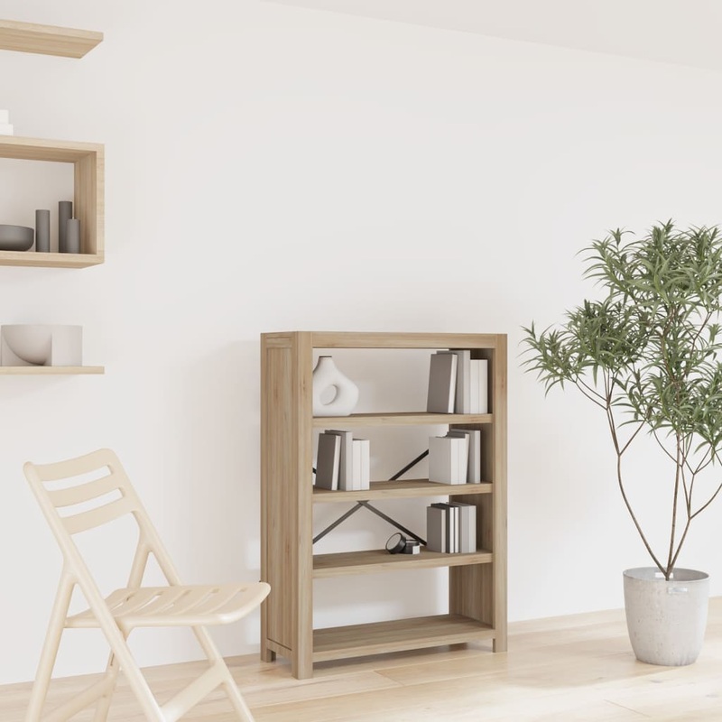 Berkfield 4-Tier Bookcase 80x30x110 cm Solid Wood Acacia