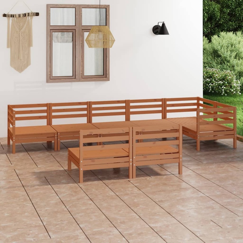 Berkfield 8 Piece Garden Lounge Set Solid Pinewood Honey Brown