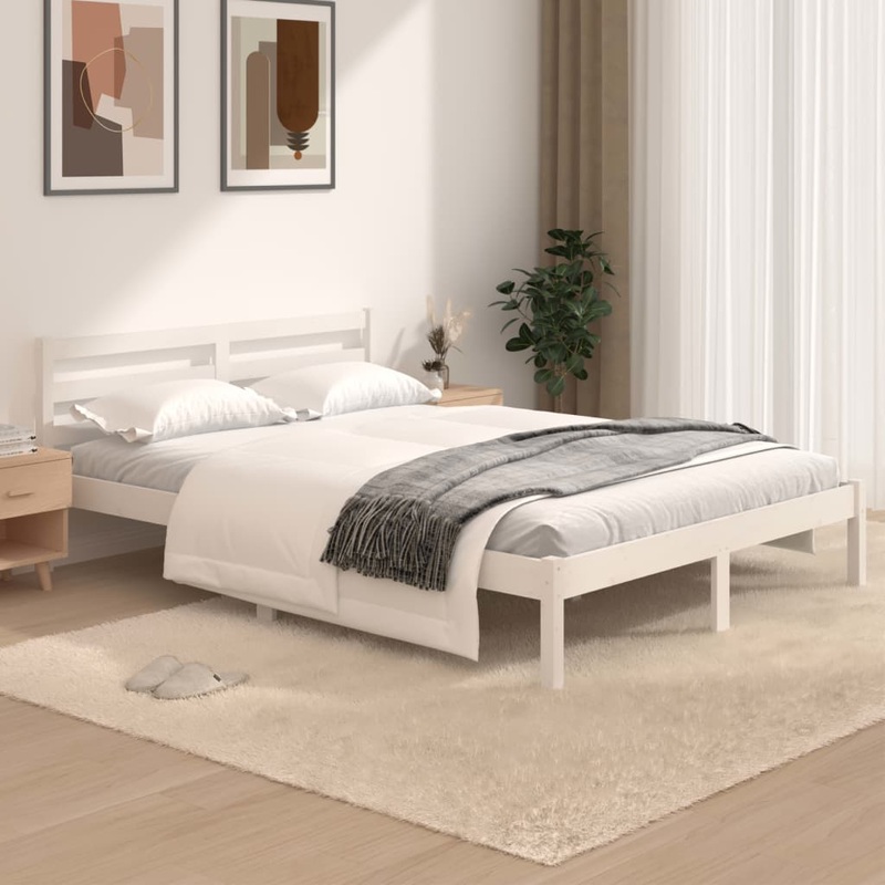 Berkfield Bed Frame Solid Wood Pine 120×190 cm White Small Double