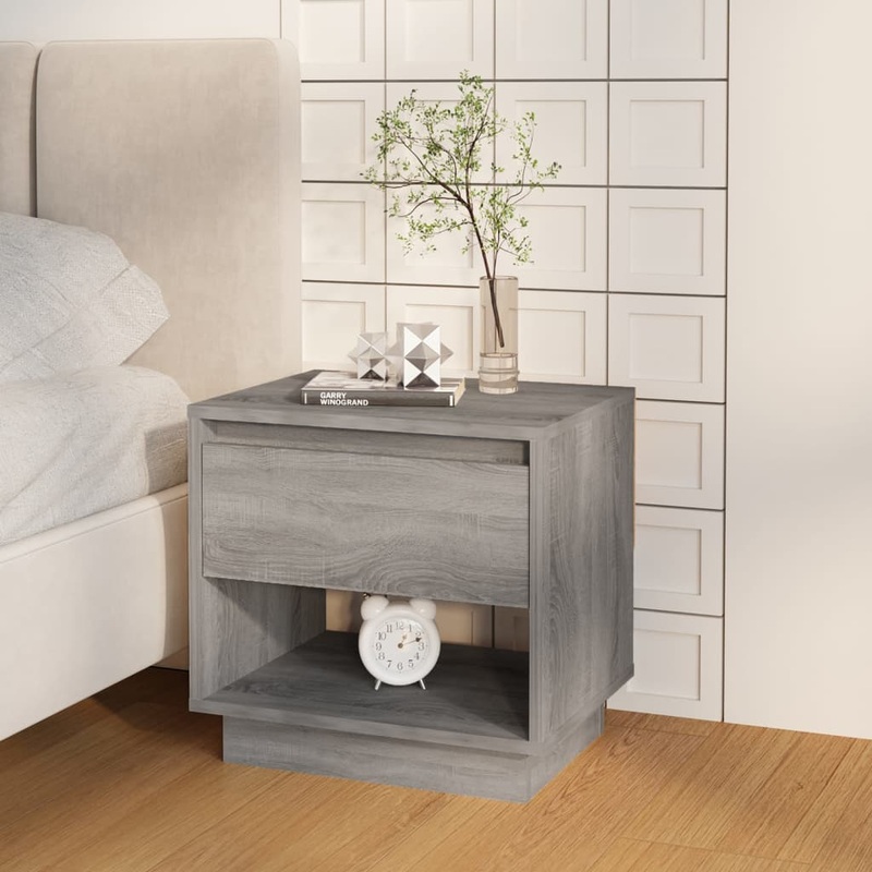 Berkfield Bedside Cabinet Grey Sonoma 45x34x44 cm Engineered Wood