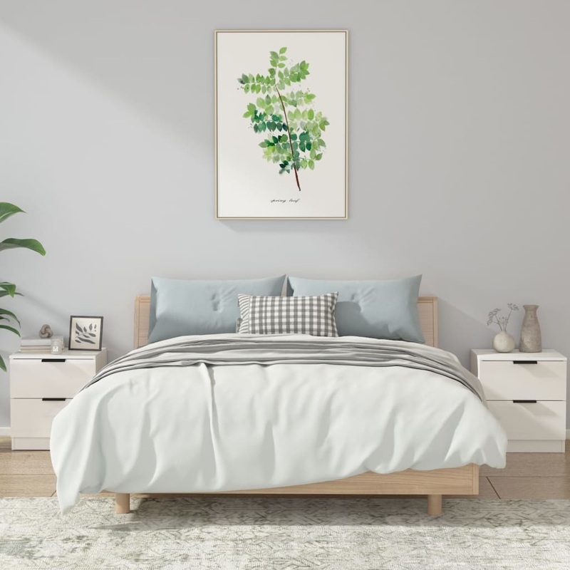 Berkfield Bedside Cabinets 2 pcs High Gloss White Engineered Wood