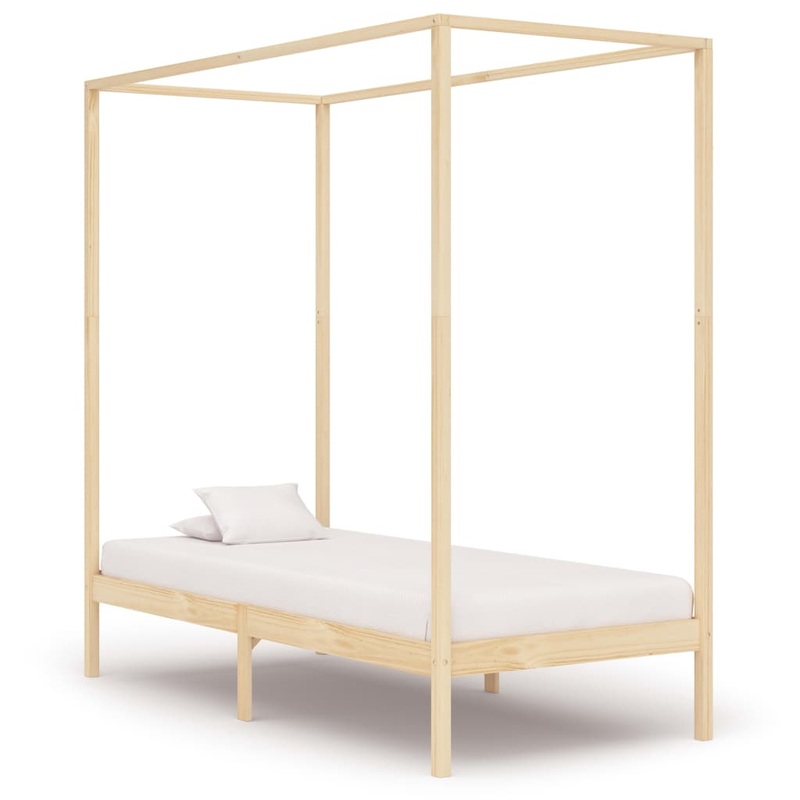Berkfield Canopy Bed Frame Solid Pine Wood 90×200 cm