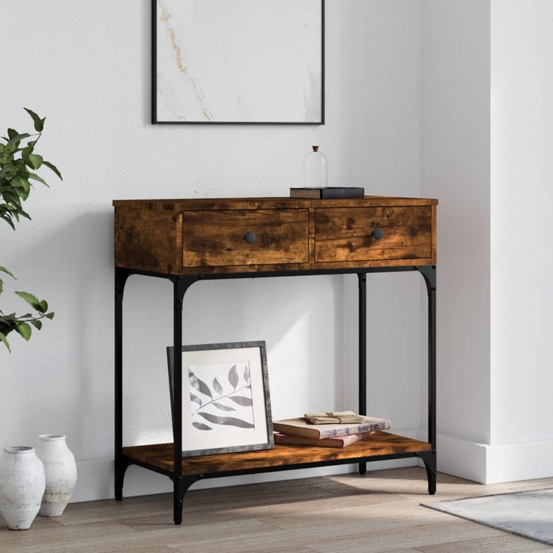 Berkfield Console Table Smoked Oak 75×34.5×75 cm Engineered Wood