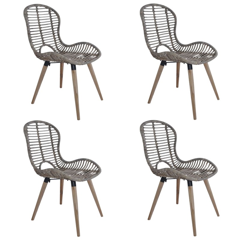 Berkfield Dining Chairs 4 pcs Brown Natural Rattan