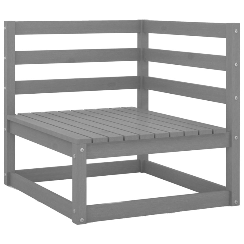 Berkfield Garden Corner Sofa Grey Solid Wood Pine