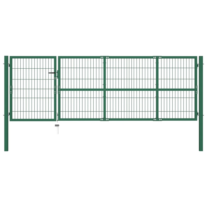 Berkfield Garden Fence Gate with Posts 350×100 cm Steel Green