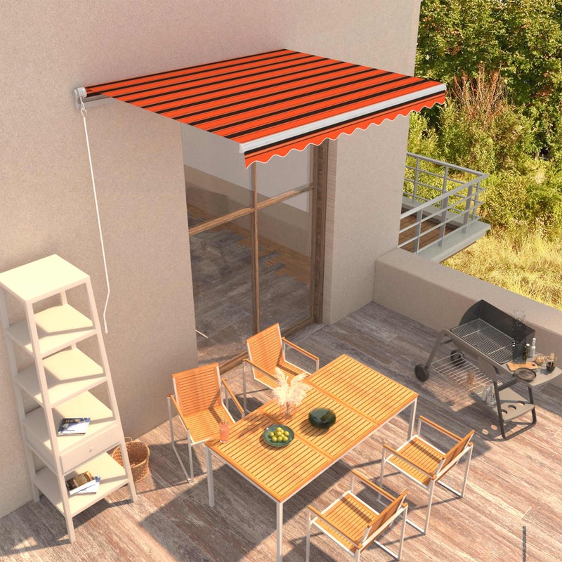 Berkfield Manual Retractable Awning 300×250 cm Orange and Brown