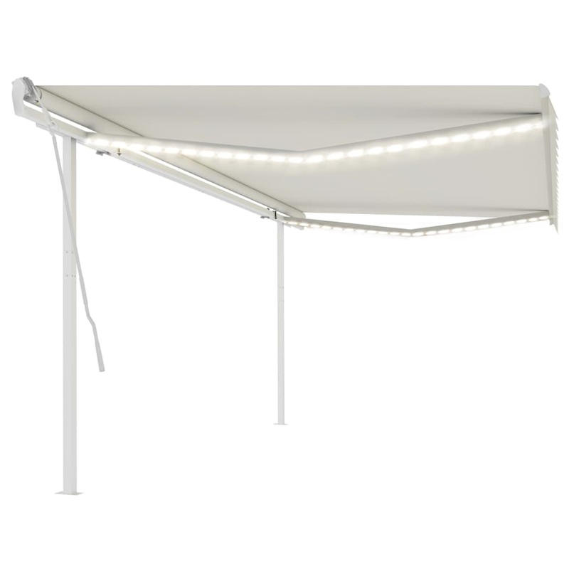 Berkfield Manual Retractable Awning with LED 5×3 m Cream